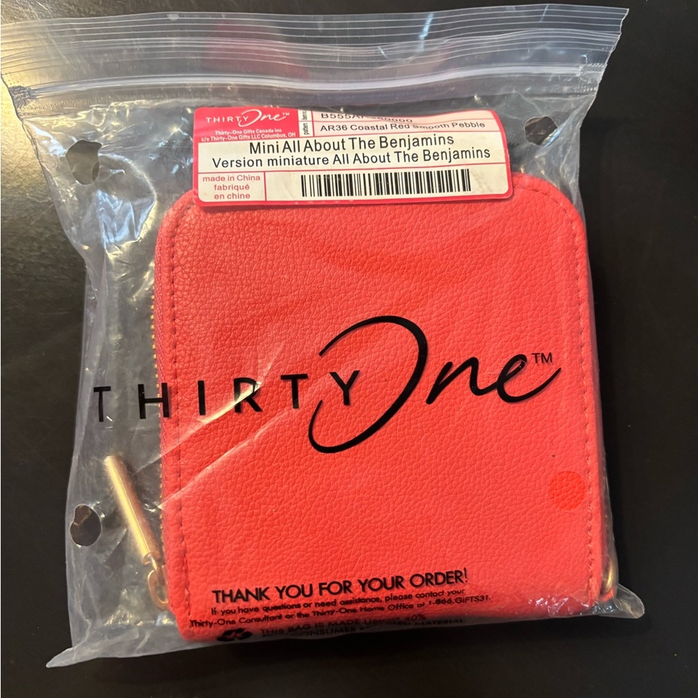 Thirty-One Mini All About the Benjamins Wallet Costal Red